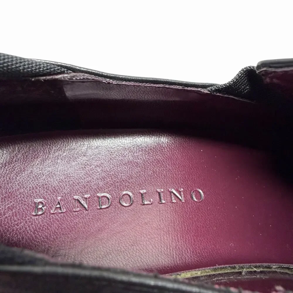 Bandolino Womens Sz 8.5M Black Leather Slip On Loafers Comfort Wedge Heels